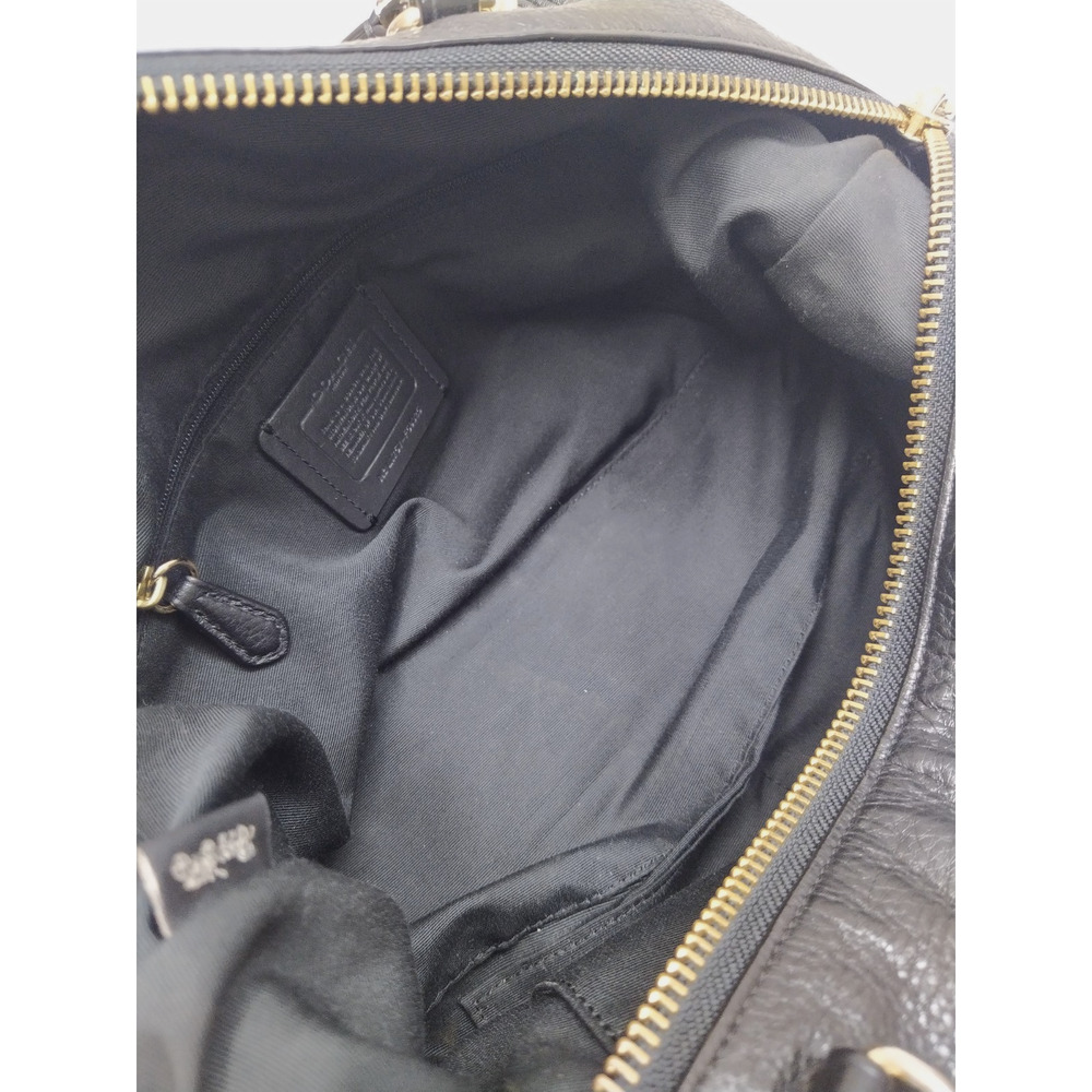 Coach Black Pebbled Leather Double Handles Zipper Closure Satchel Bag - Picture 11 of 14